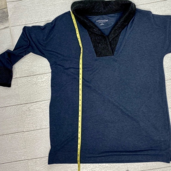 Soft Surroundings Navy charcoal gray collar Tunic stretch knit top size s - Picture 5 of 10